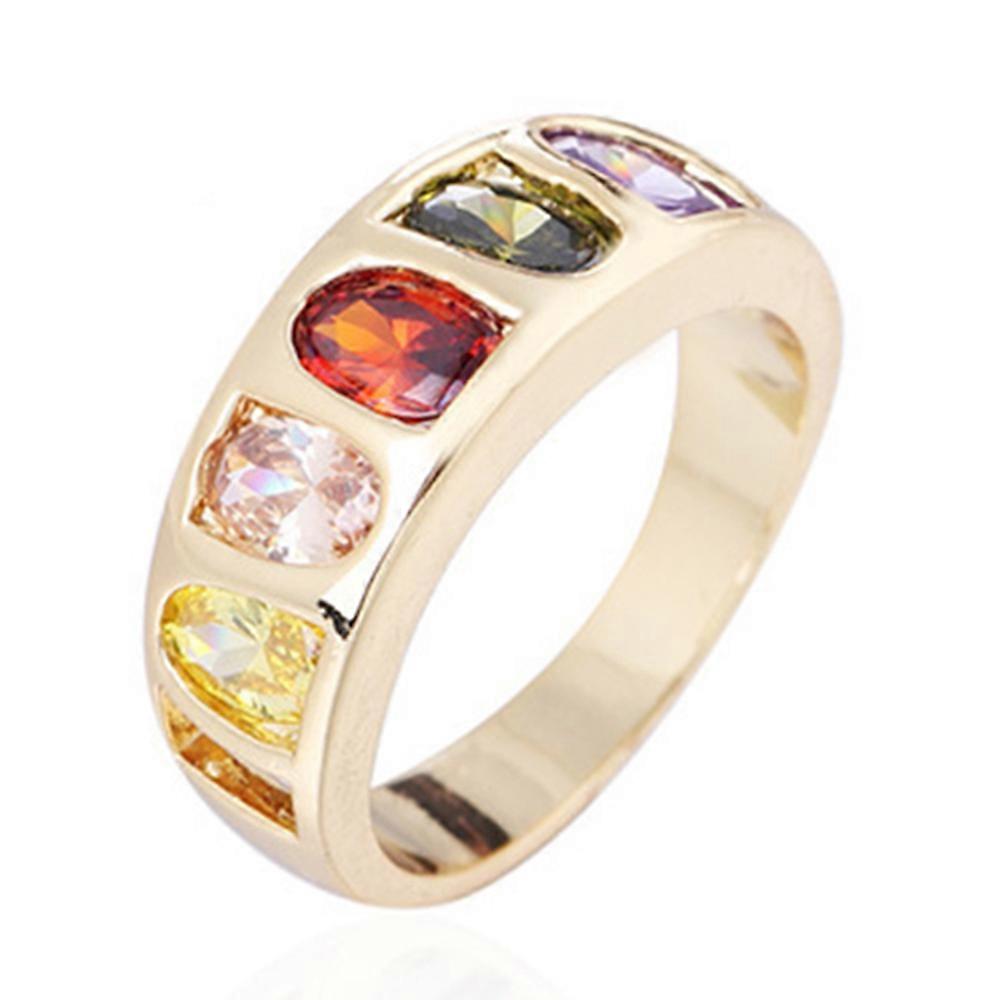 Colorful Zircon Ring Galvanized Gold Boutique