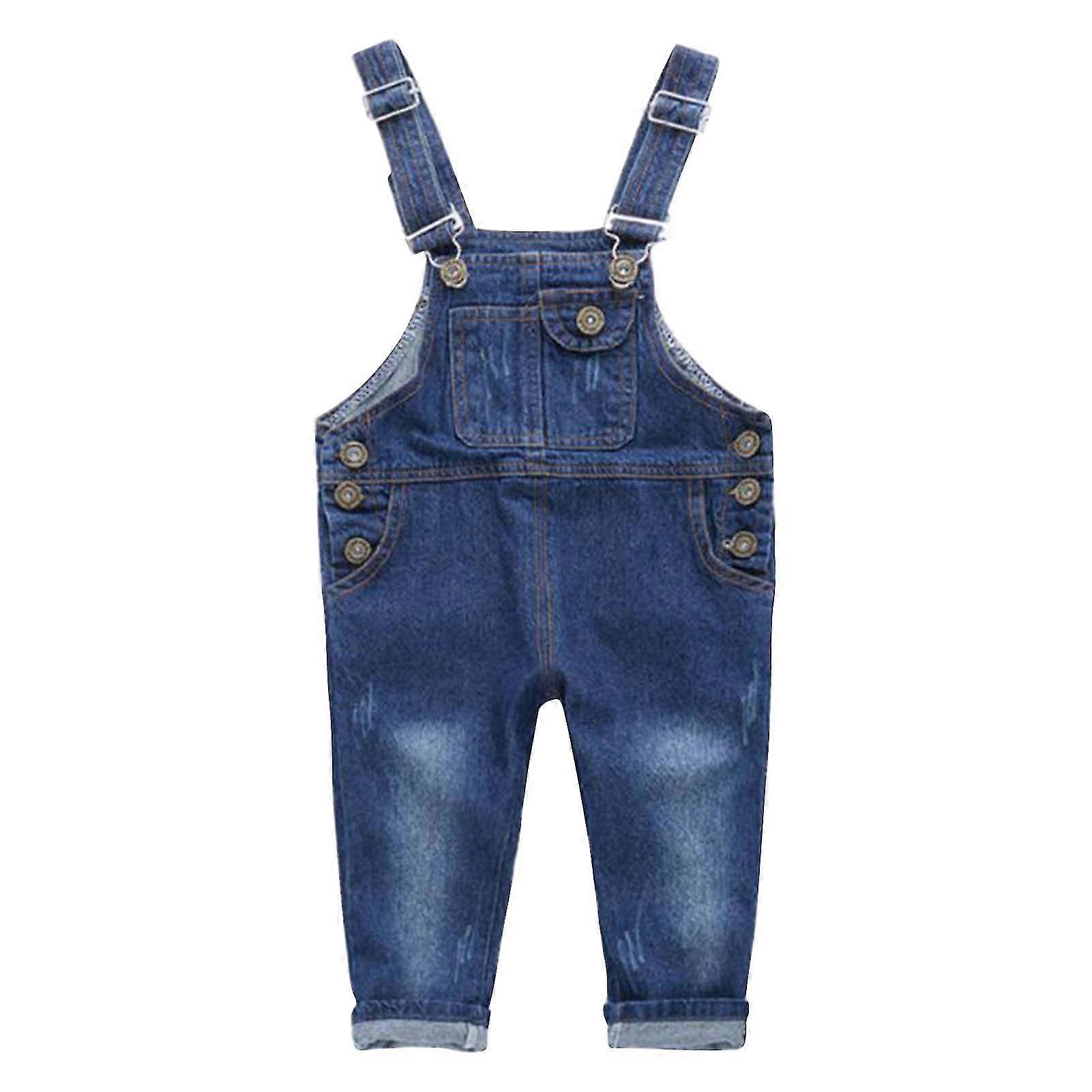 Kids Denim Overalls Adjustable Straps Jumpsuit for Boys and Girls - 110cm 43.3in