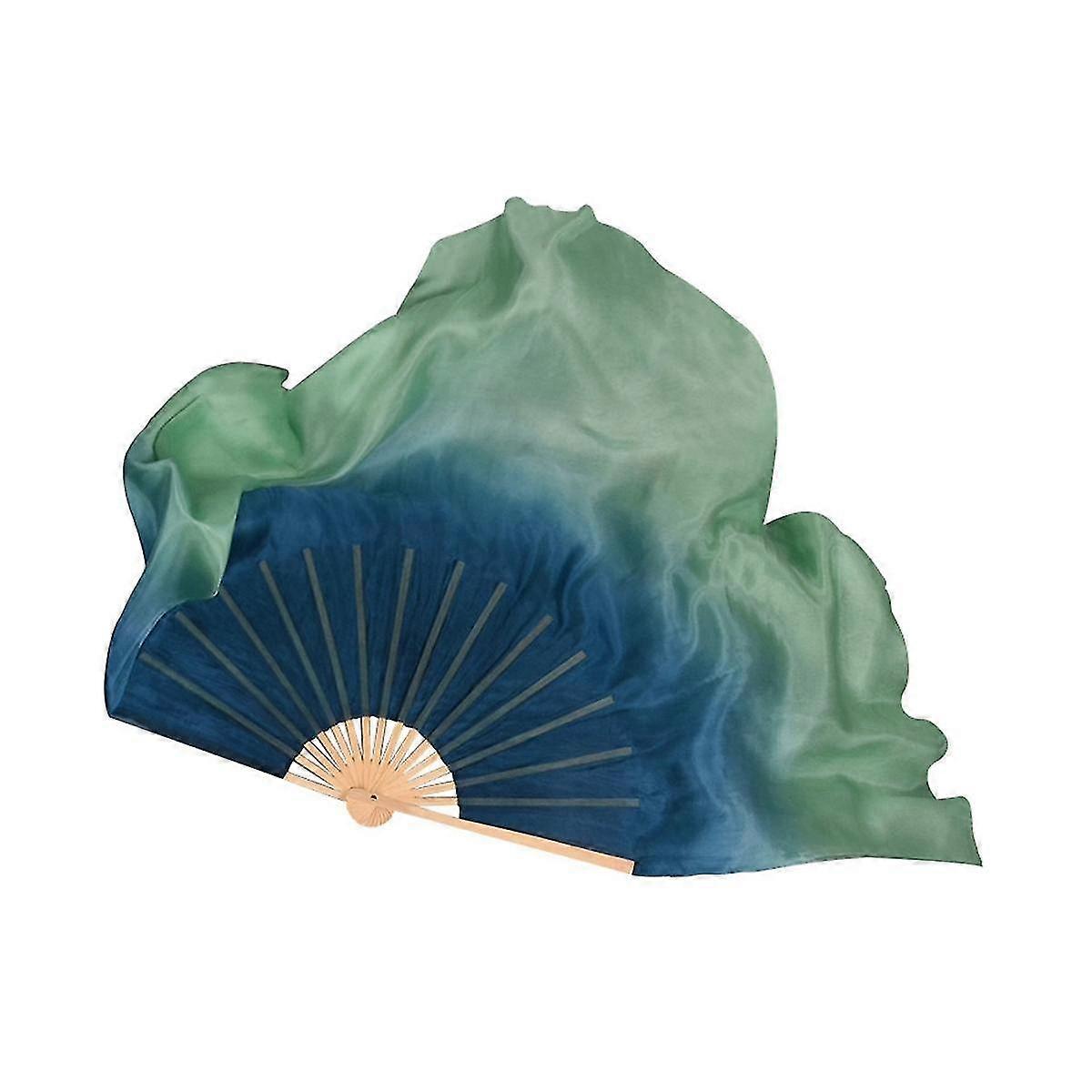 1 Pair Adults Classical Dance Fan Veil 100% Real Silk Dancer Performance Props Flowy Hand Dye Folda