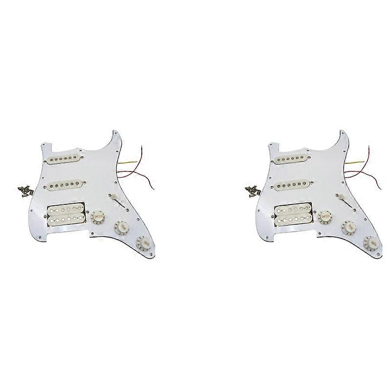 2X Guitare électrique Pickguard Micros Chargé Précâblé Scratchplate Assemblage 11 Trou SSH Blanc