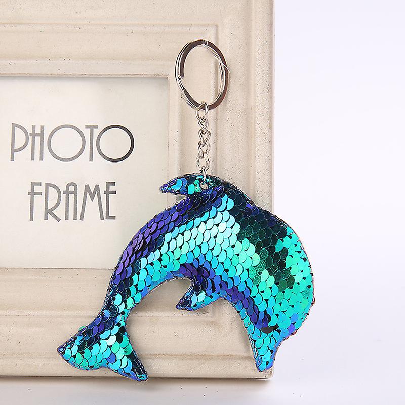 Marine Sequins Dolphin Car Key Chain Reflective Bread Bag Pendant