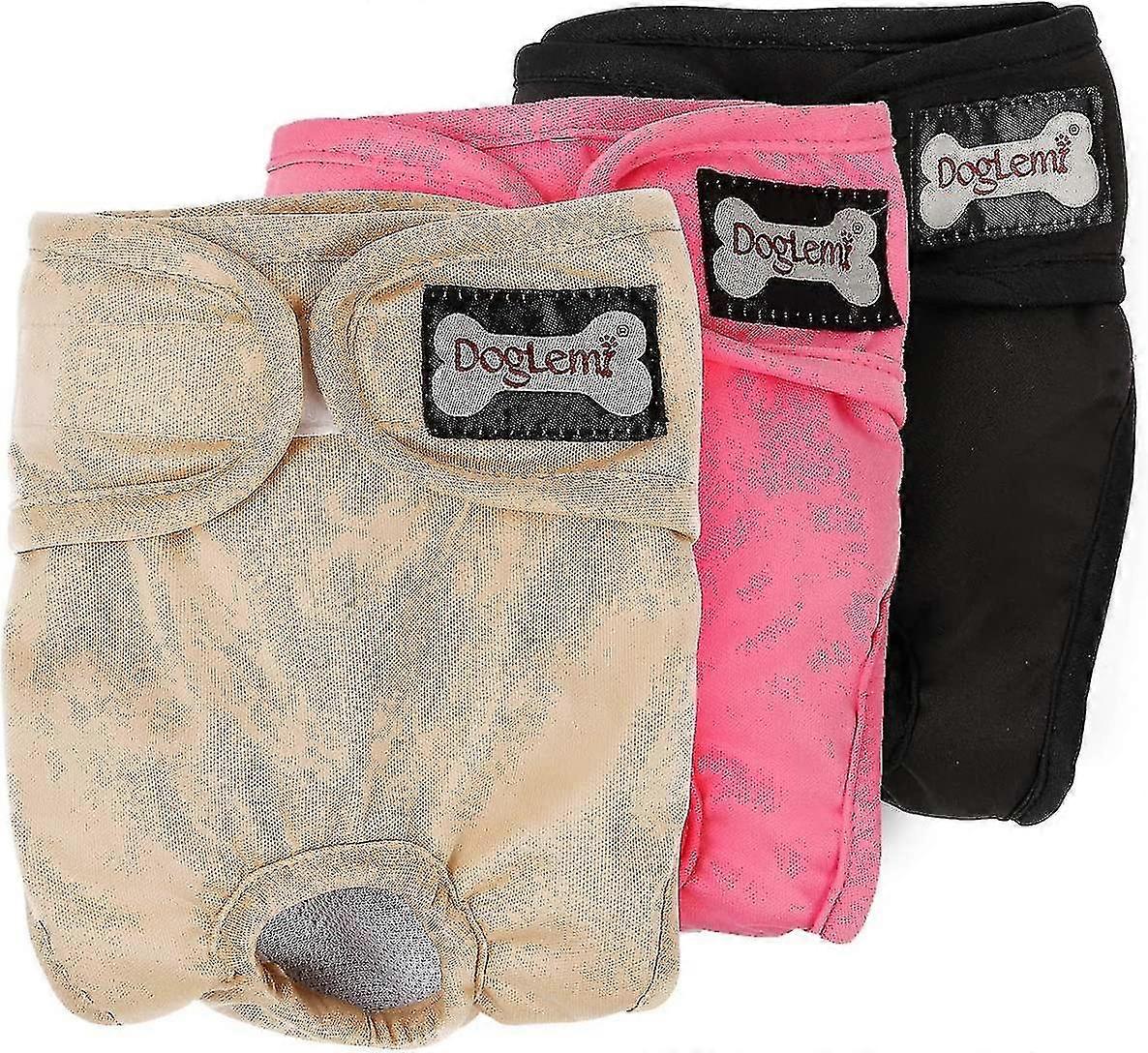 Pacote com 3 fraldas para cães, laváveis, reutilizáveis e à prova de vazamentos para cadelas