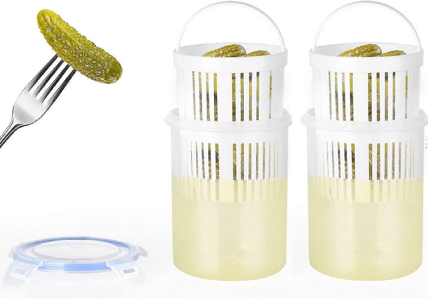 2pcs Pickle Jar With Strainer Insert,pickle Storage Container With Strainer Insert,plastic Transparent Pickle Jalapeno Storage Container With Drain Ba