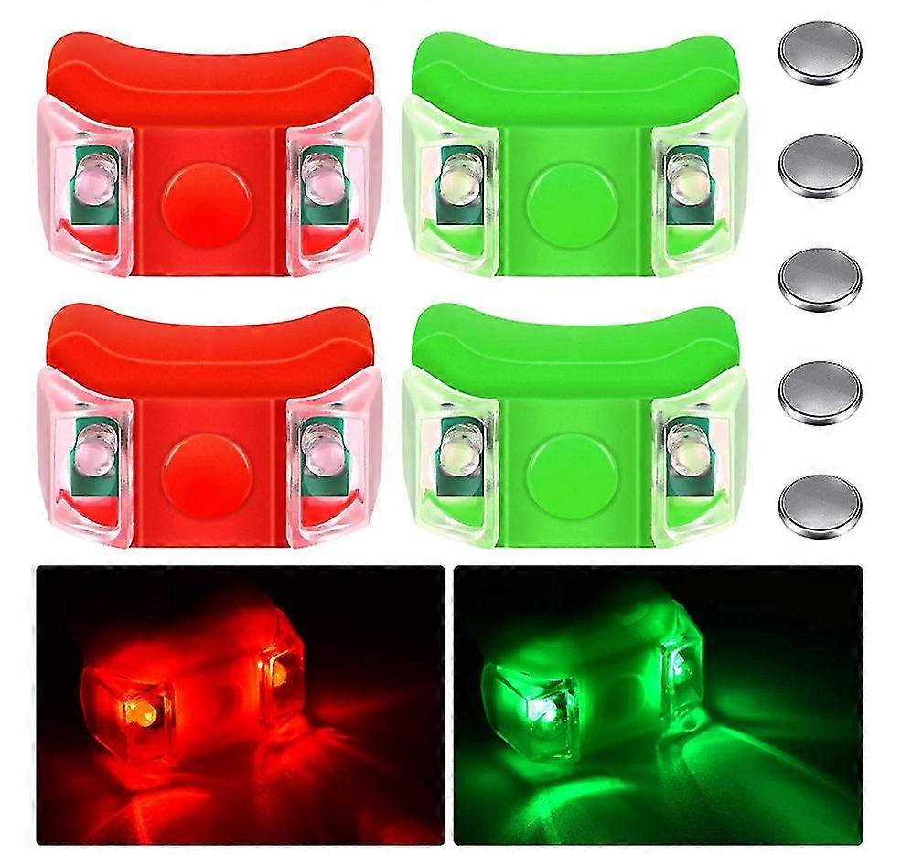 4 Pieces Boat Bow Lights Red and Green LED Boat Navigation Lights with 5 Pieces Button Batteries for Boat Kayak
