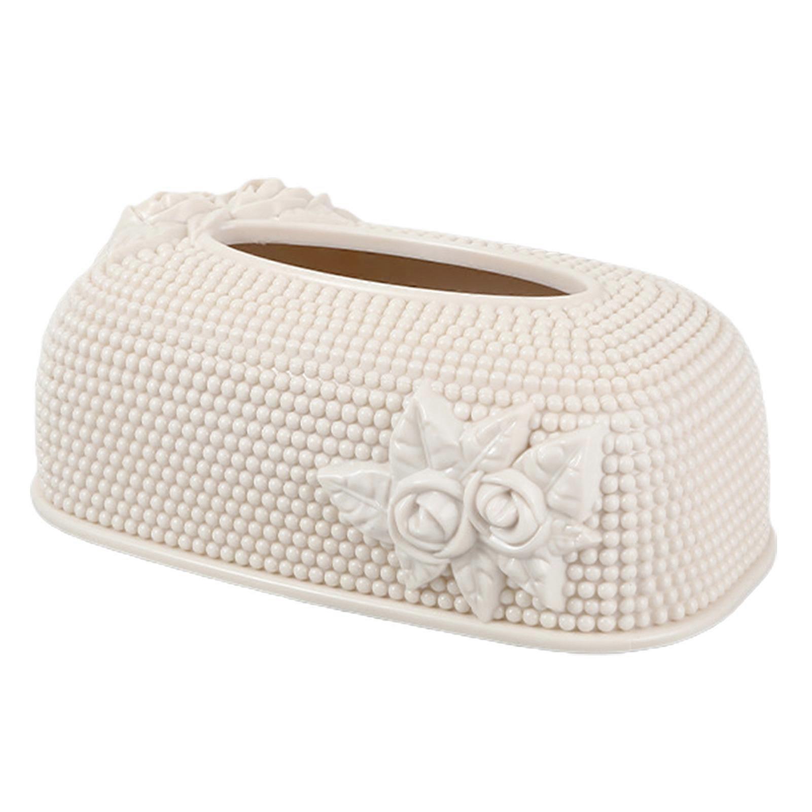 Embossing Rose Pattern Tissue Box Plastic Artistic Ambience Napkin Case Home Decor