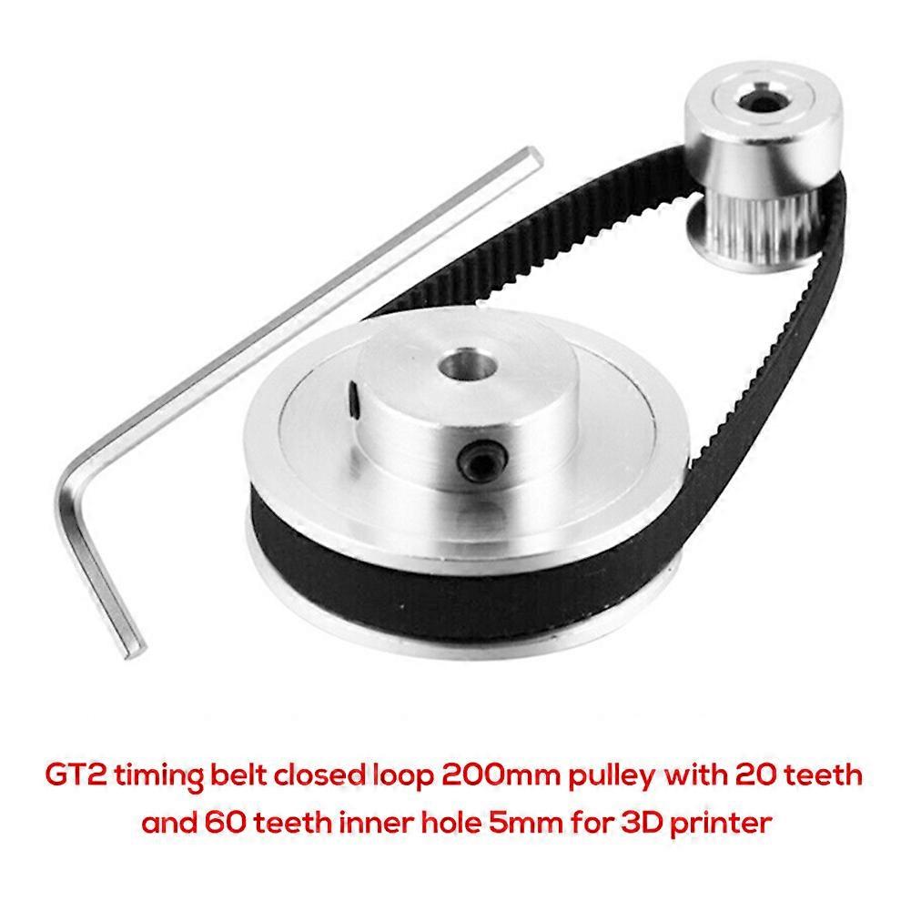 GT2 Timing Belt Closed Loop 200mm Pulley 20 Teeth And 60 Teeth Inner Hole 5mm For 3D Printer Transmission Belts