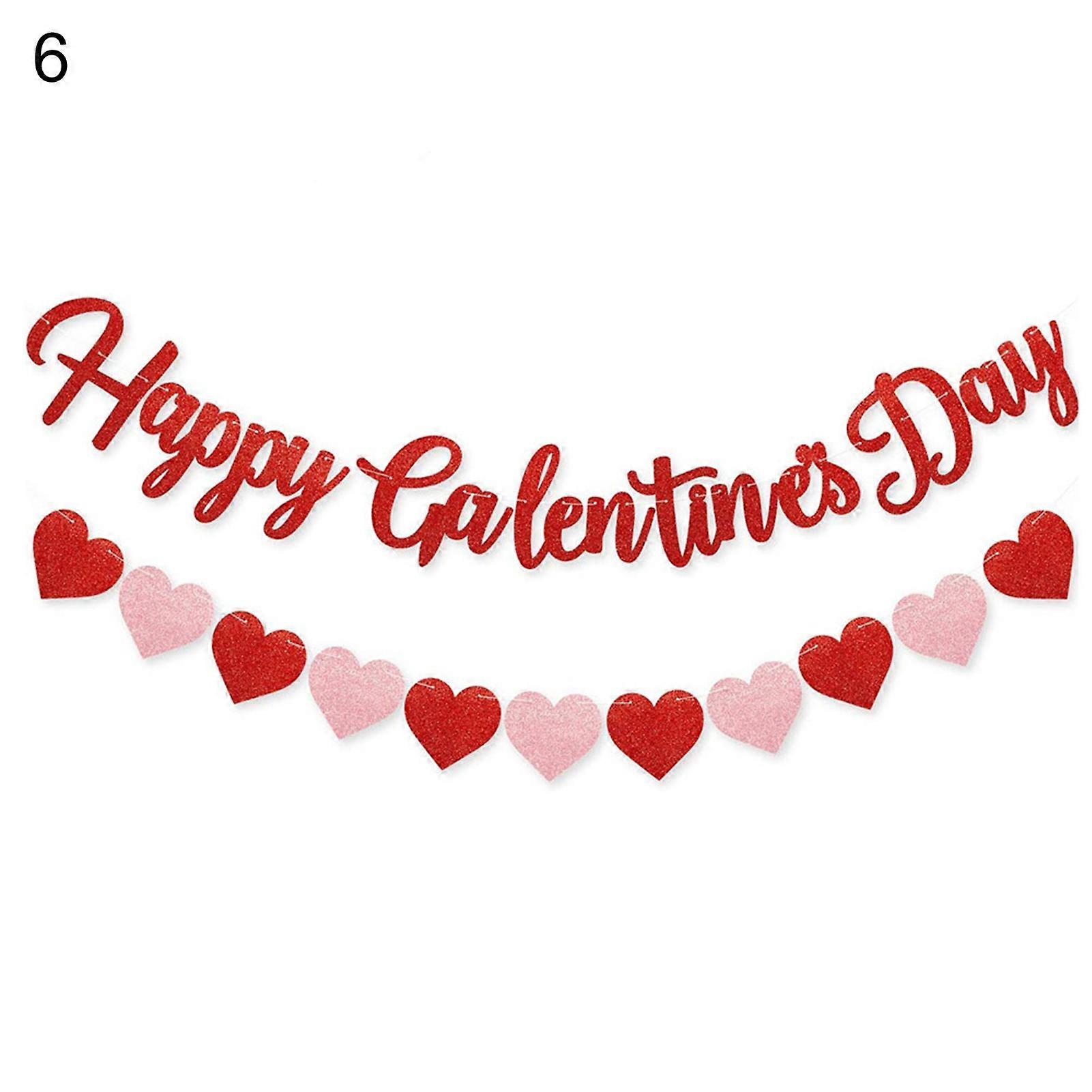 1 مجموعة الحب القلب نمط راية حزب مجموعة بريق ورقة عيد الحب حزب راية زينة للمنزل Qinhai