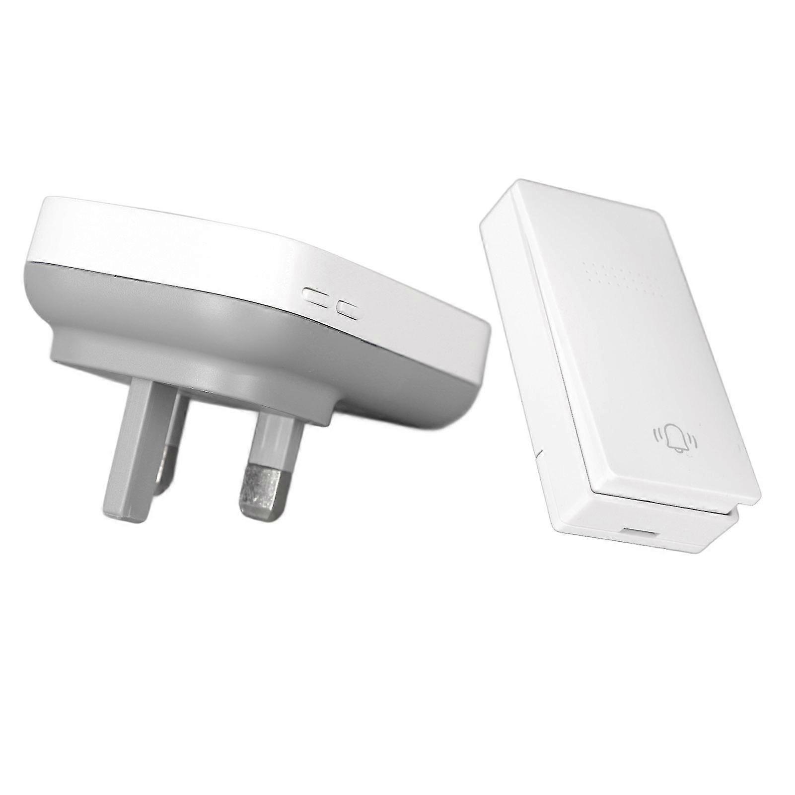 Wireless Self Powered Doorbell with Receiver and Automatic Ringing Push Button UK Plug 100-230V