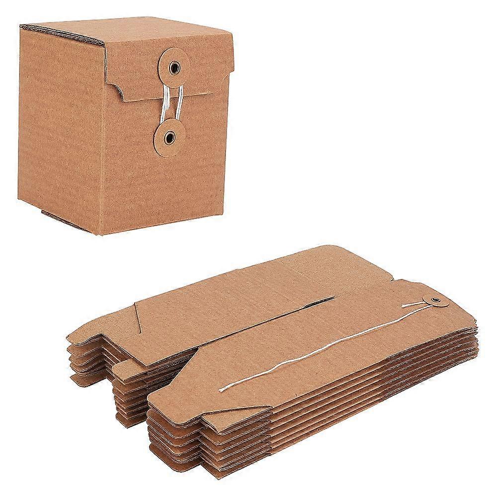 Kraft Paper Gift Box Folding Boxes with Cotton Cord and Iron Findings Rectangle Sandy Brown Unfold: 25.4x15.9x0.6cm Finished Product: 8x8x9.5cm