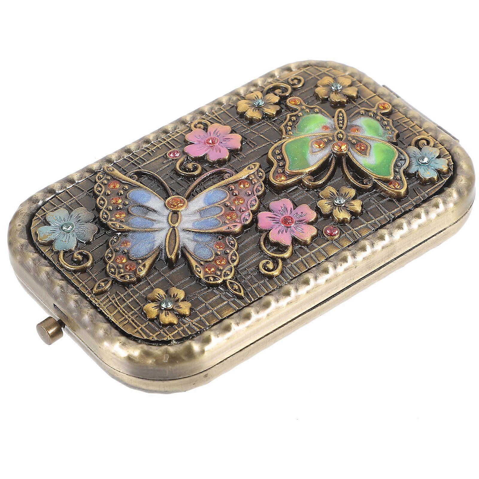 1pc Creative Double-faced Foldable Portable Makeup Mirror Vintage Makeup Mirror ( Random Style )