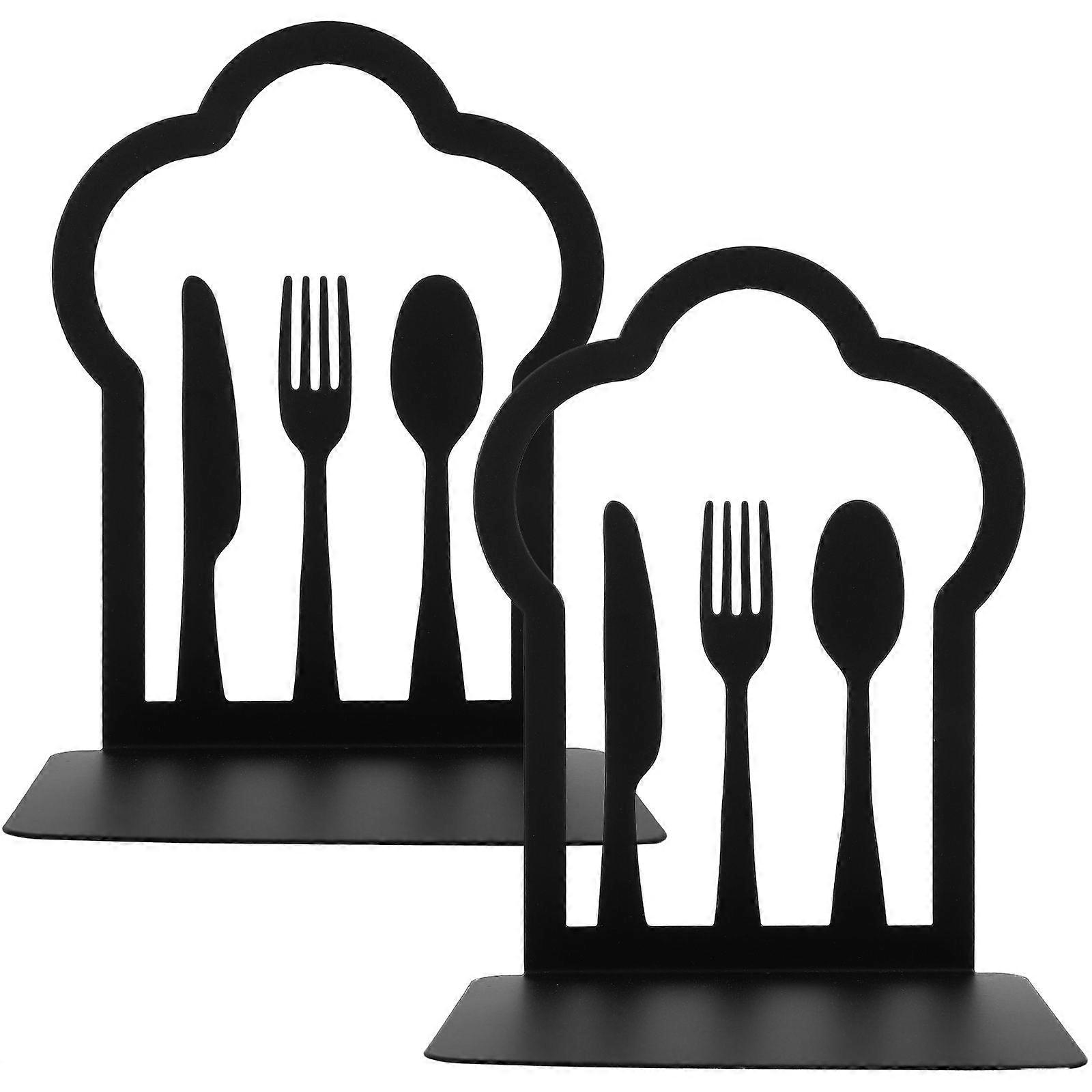 2Pcs Kitchen Themed Book Holder Fork Cutter Spoon Book End Decorative Bookend Study Supply