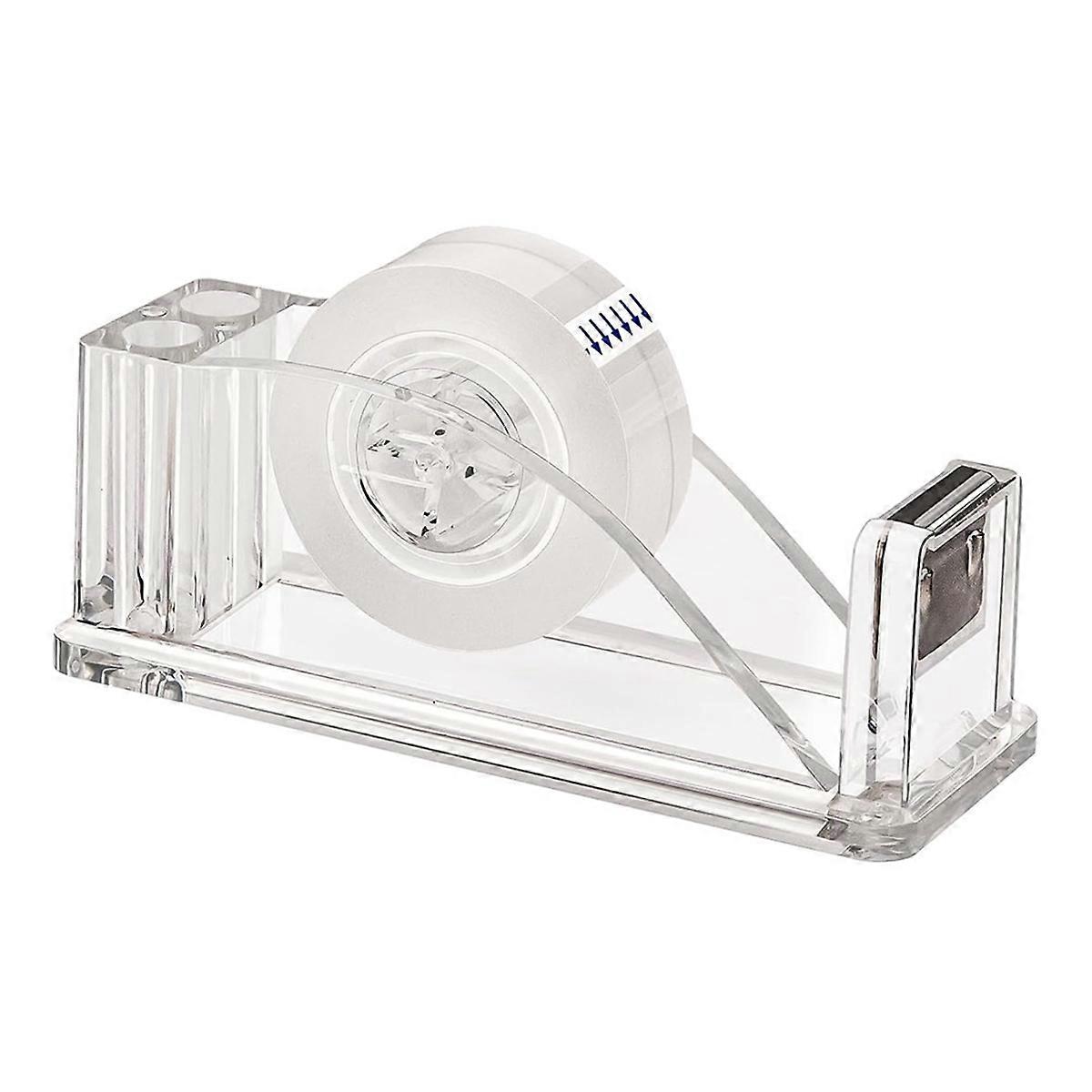 Acrylic Tape Dispenser, Office Transparent Tape Dispenser, Non-Skid Tape Cutter Holder for Single Handed Dispensing