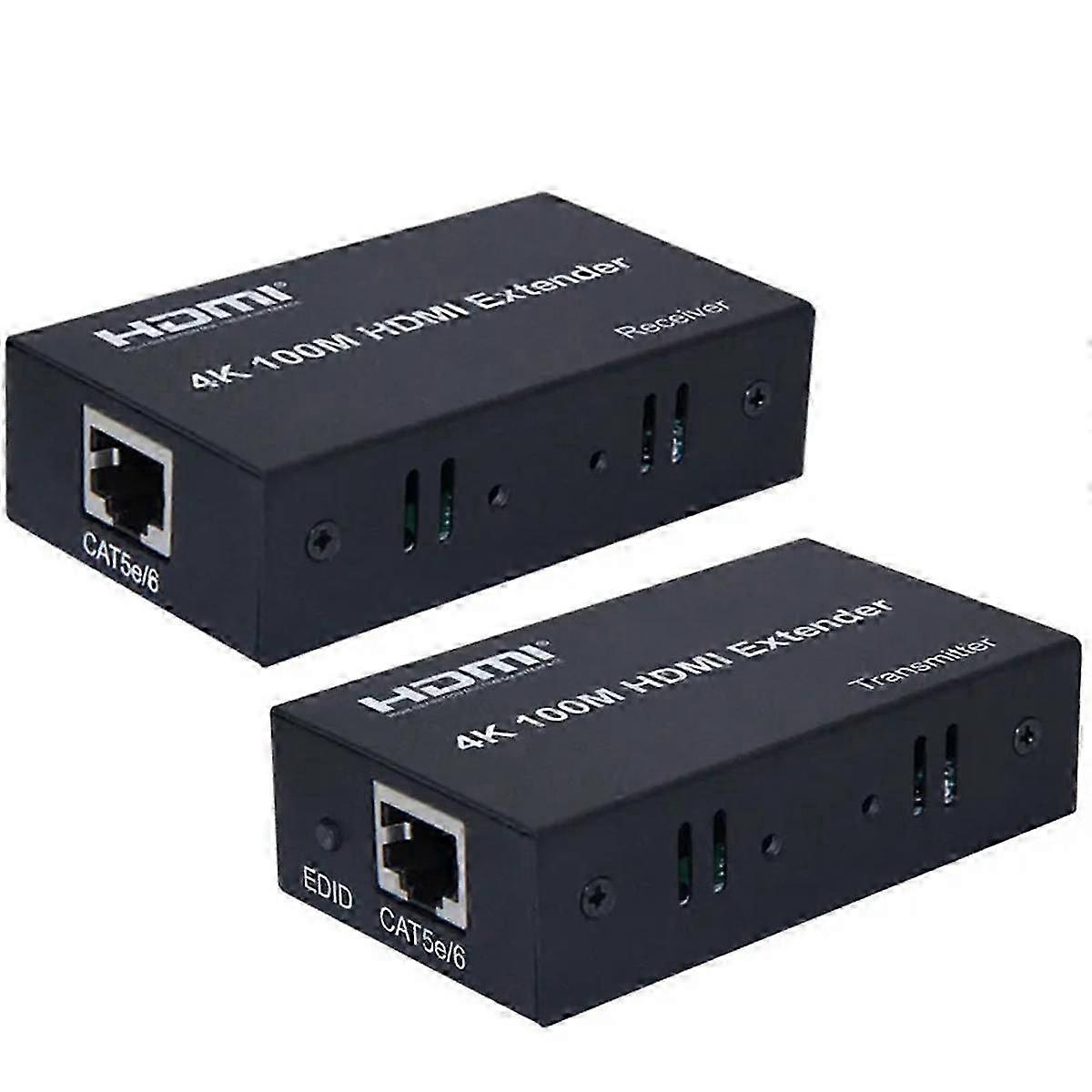 4k 100m -compatible Extender Transmitter And Receiver Converter Via Rj45 Network Ethernet Cable Eu Plug