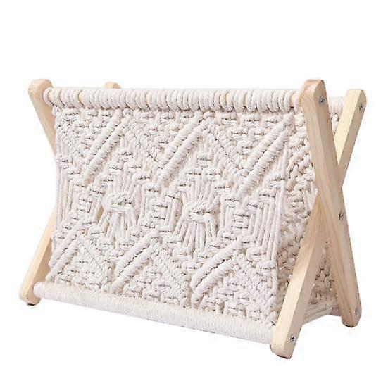 Storage Rack Nice-looking Elegant Decorative Foldable Wooden Cotton Rope Book Shelf Rack for Household