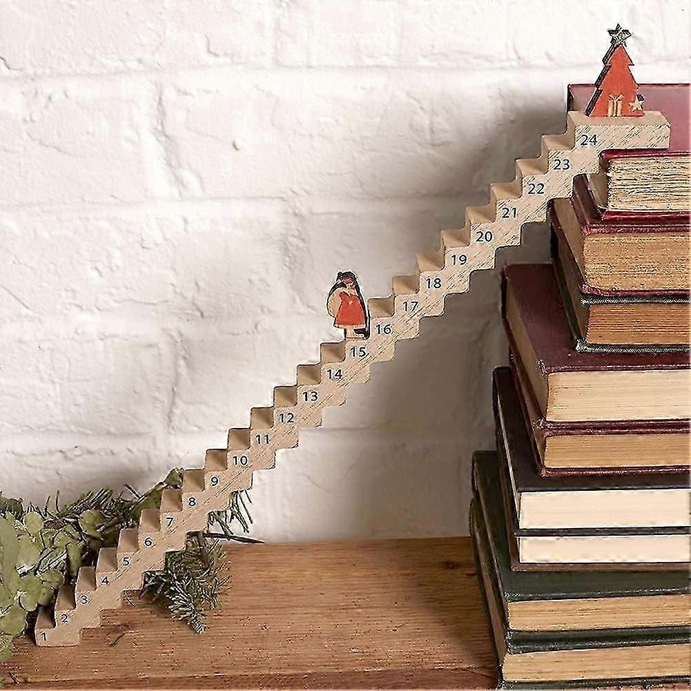 Funny Santa Stairs Countdown Calendar Travelling Rudolph Advents Calendar Retro Wooden Table Ornaments