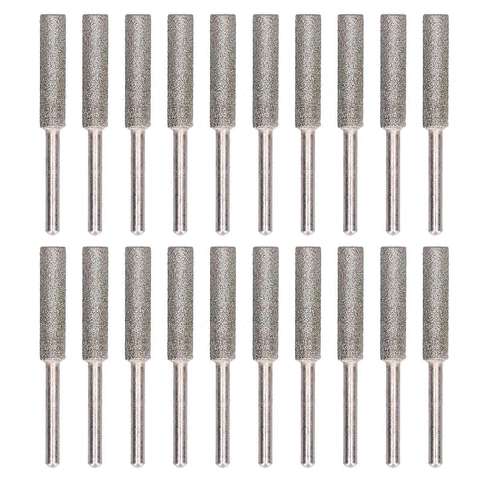 20Pcs Chainsaw Sharpener Burr Grinding Head Rotating File Sharpening Tool Set KitSilver 5.5mm