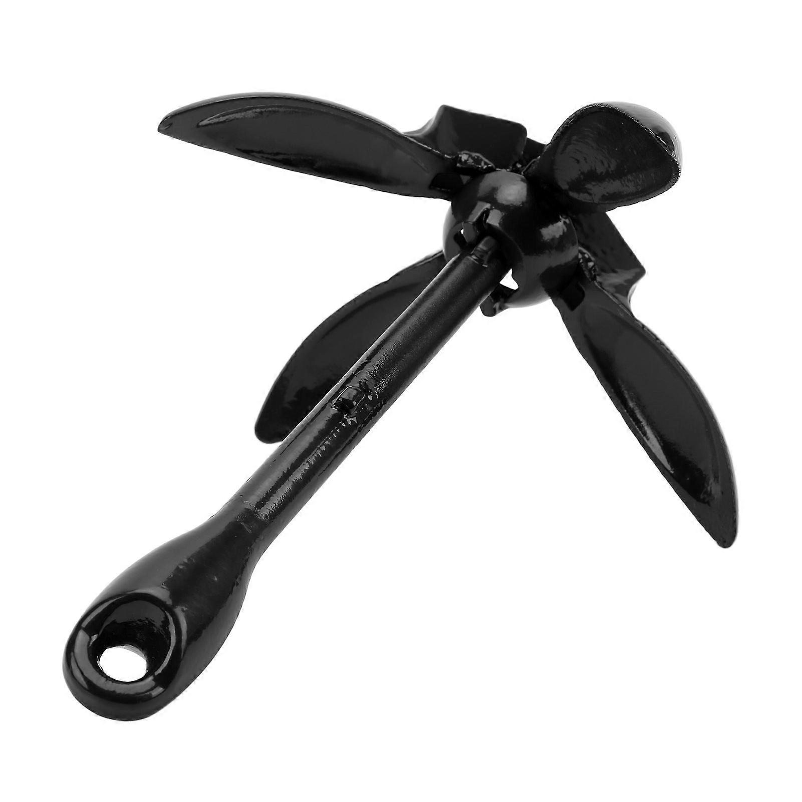 3.5lb עוגן ימי מתקפל פלדת פחמן 4-טופר עבור כלי שיט סירה מתנפחת קיאקשחור