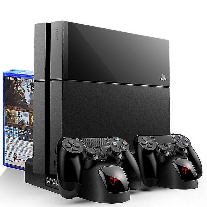 محطة مروحة تبريد بحامل PS4 لبلاي ستيشن 4 / PS4 Slim / PS4 Pro ، حامل عمودي ل PS4 Pro مع 12 فتحة ألعاب