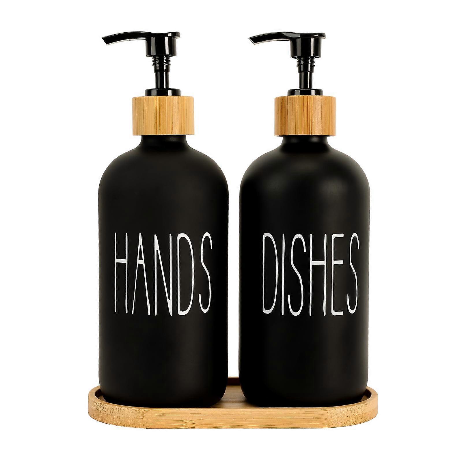 Matte Black Glass Soap Dispenser Set for Rustic Kitchen