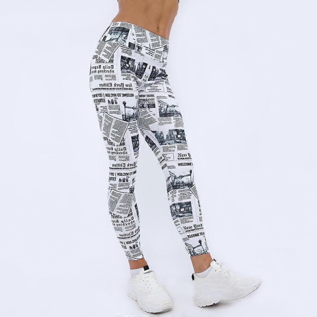 Gradientowe, czteroigłowe, sześcioliniowe, cyfrowe, gazetowe, obcisłe spodnie do jogi Nine Pants dla kobiet