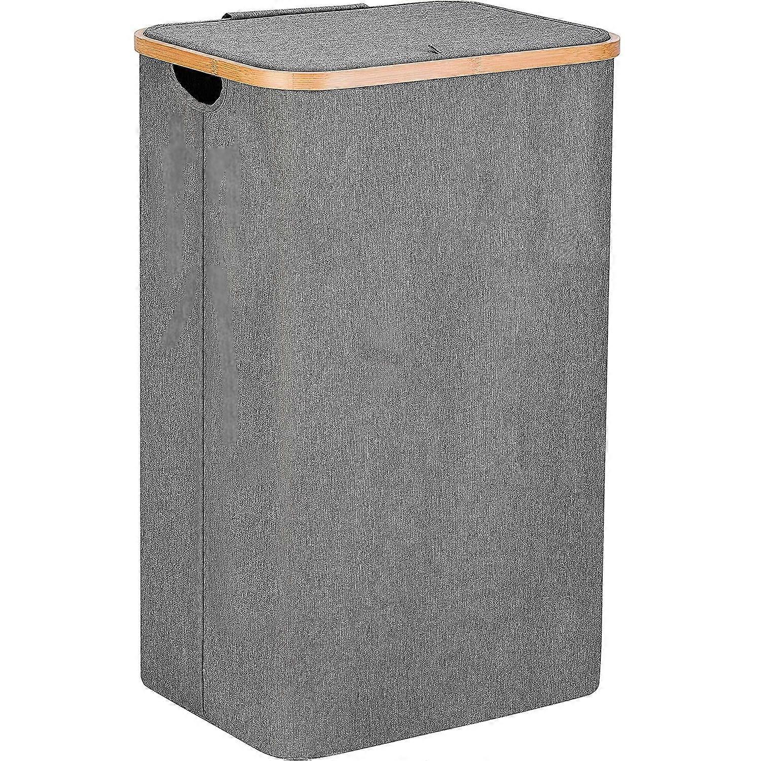 1pcs laundry basket with lid gray 40.5*33*75