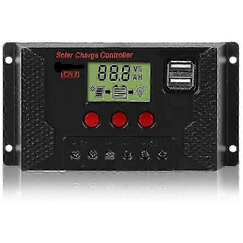 50a Solar Charge Controller, Solar Panel Controller 12v/24v Adjustable Lcd Display Solar Panel Battery Regulator With Dual Usb Port - Snngv