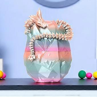 3D Printed Articulated Crystal Dragon in Egg - Unique Colorful Fantasy Collectible & Decompression Toy