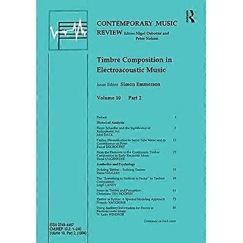 Timbre Composition in Electroacoustic Music