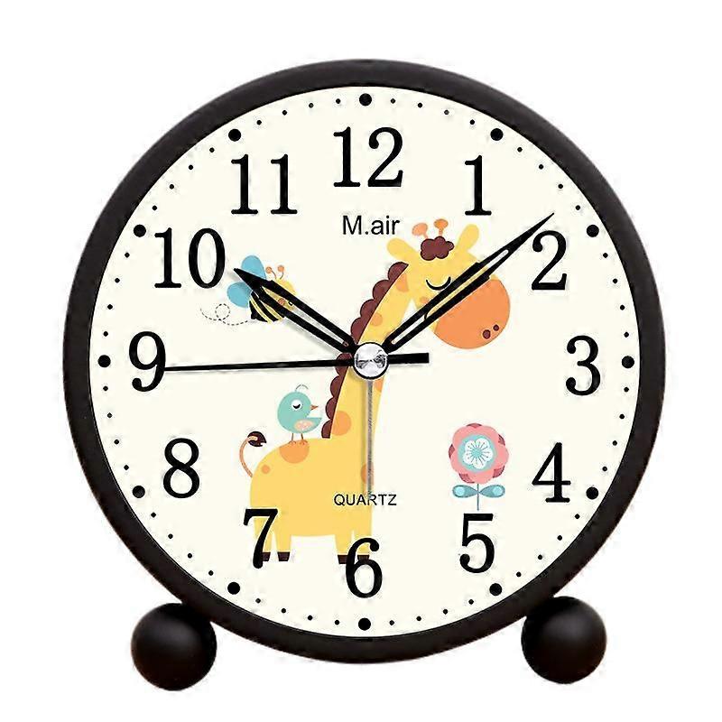 Analog Alarm Clock 4 Inch, Battery Powered Non-Tick Silent Small Desk Clock with Night Light Desk Clock for Nightstand Bedroom