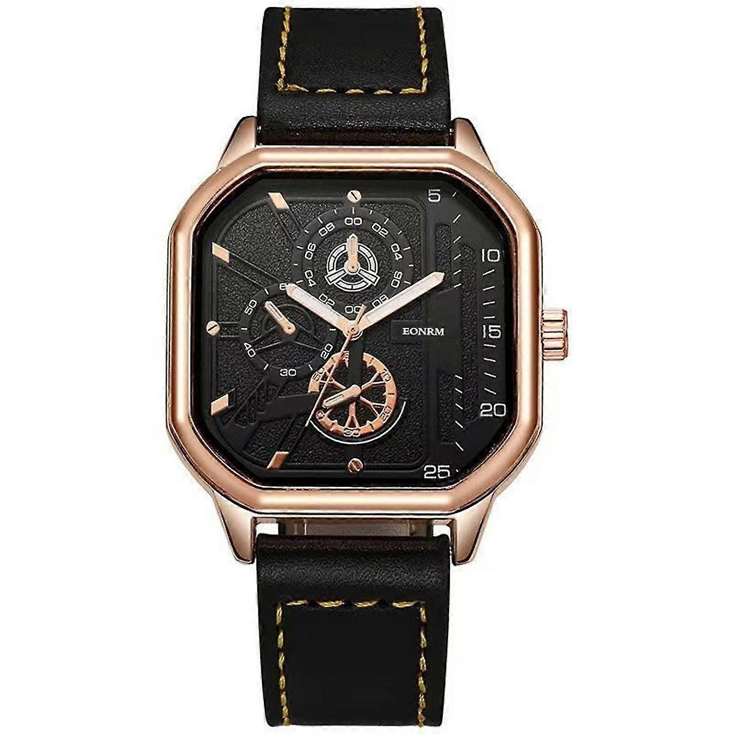 Stylish Waterproof Watch with Mechanical Movement Easy to Read Ergonomic Designed Strap Square Large