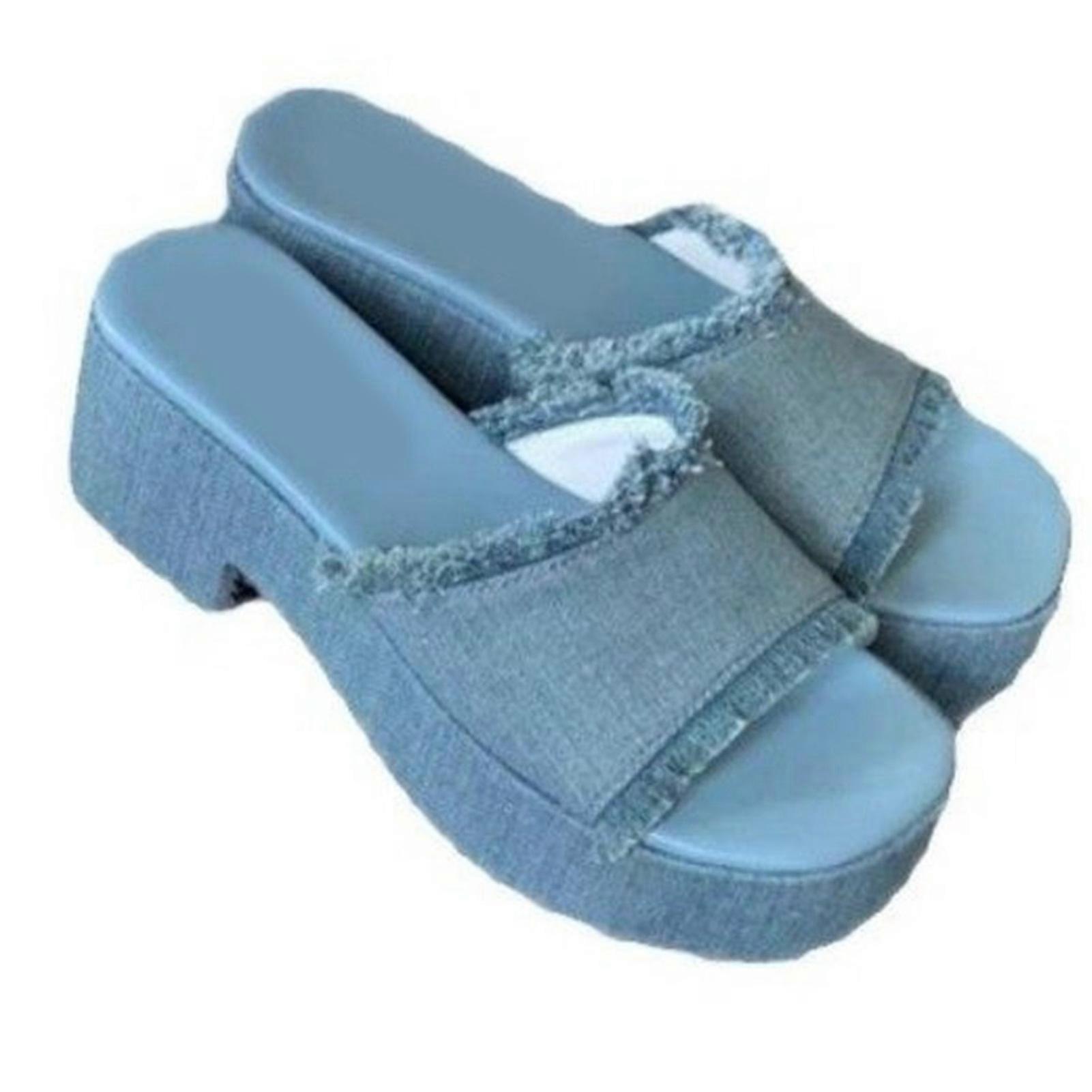 Women Platform Sandals Block Heel Slip On Sandals Casual Sandals for Summer Beach