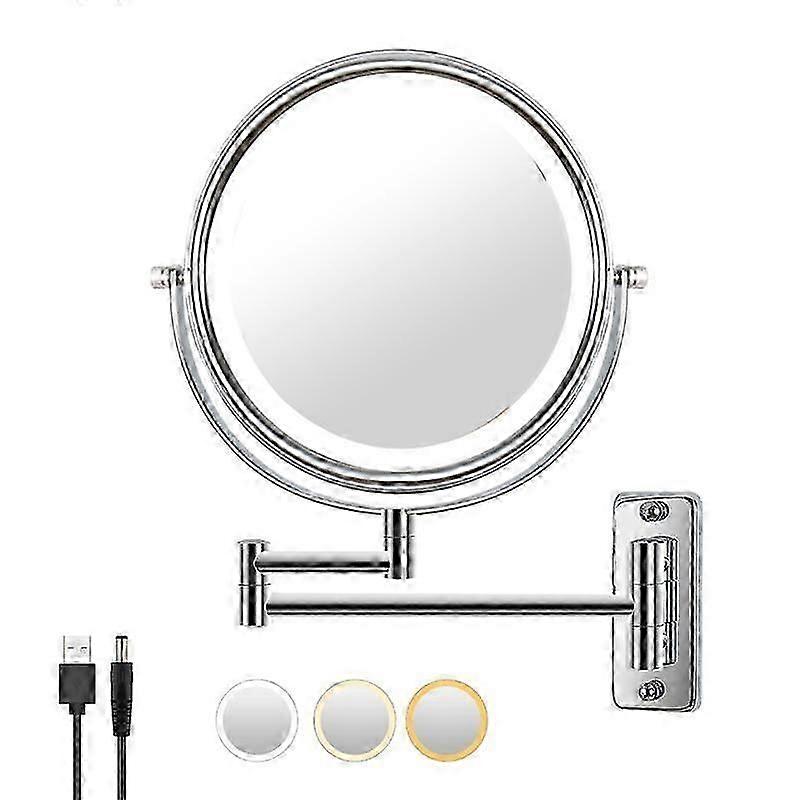 Wall Mounted Vanity Mirror 1/10X Magnifier 8 Inch Swivel with Extension Arm Lamp Vanity&Bathroom Mirror with 3 Color TemNEW