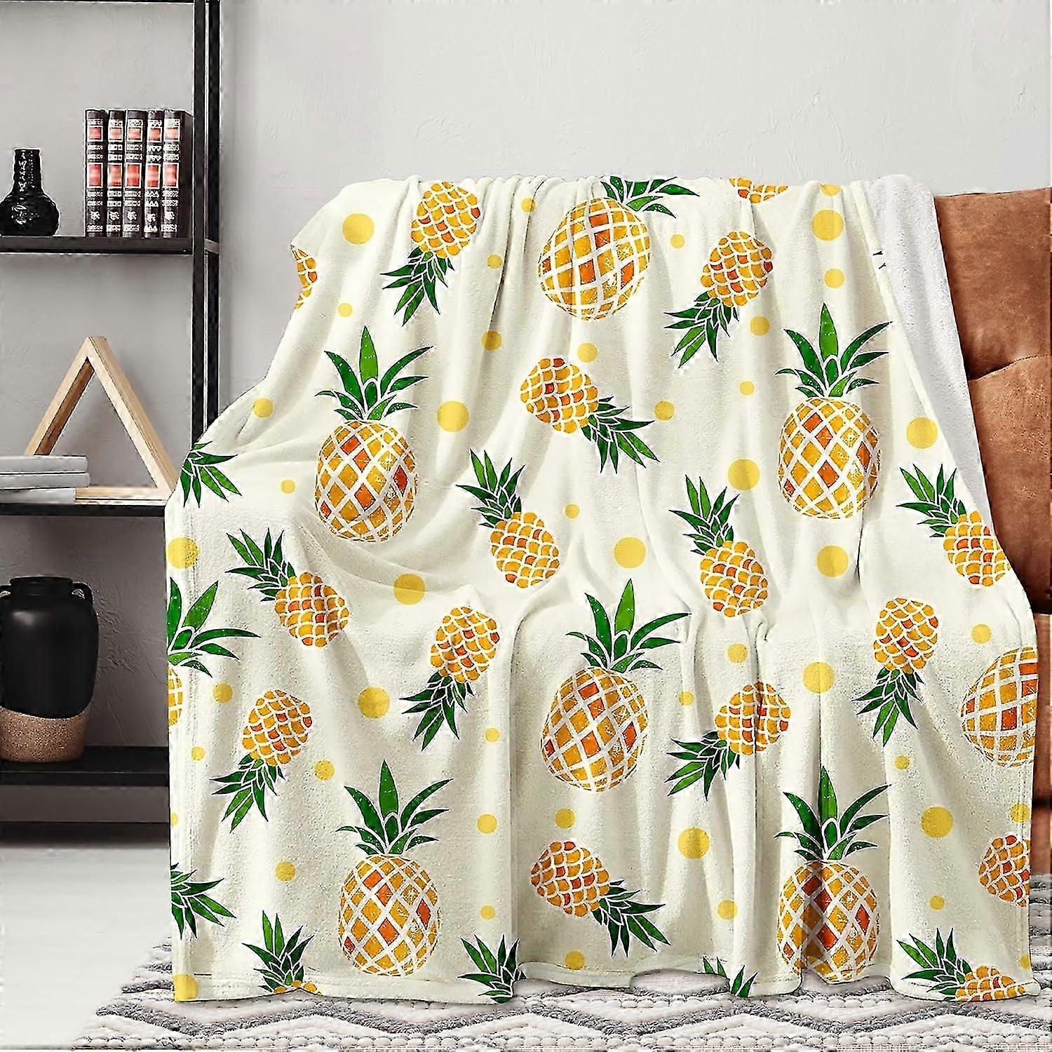 Cute Pineapple Blanket Cartoon Throw Blanket for Couch, Super Soft Plush Fleece Blanket Lightweight Flannel Blanket, Decorative Fuzzy Throws for All S