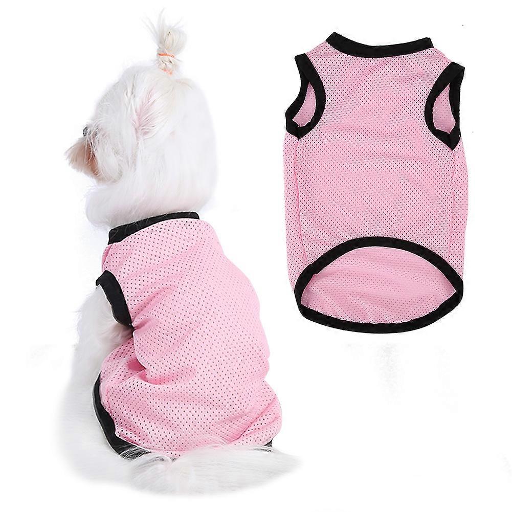 Round Collar Dog Vest - Solid Color Breathable Mesh Pet Clothes