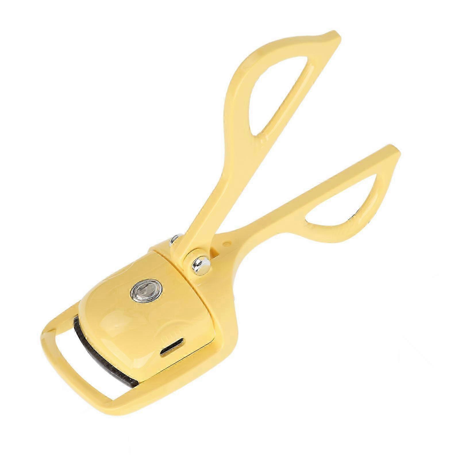 Electric Lash Curler Portable 3 Gears Temperature Adjustable Rechargeable Heated Eyelash Curler Yellow