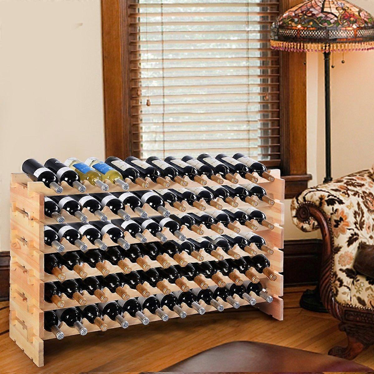Wooden Wine Rack for 72 Bottles Stackable Wine Rack Wooden Bottle Rack Shelf Wine Cabinet
