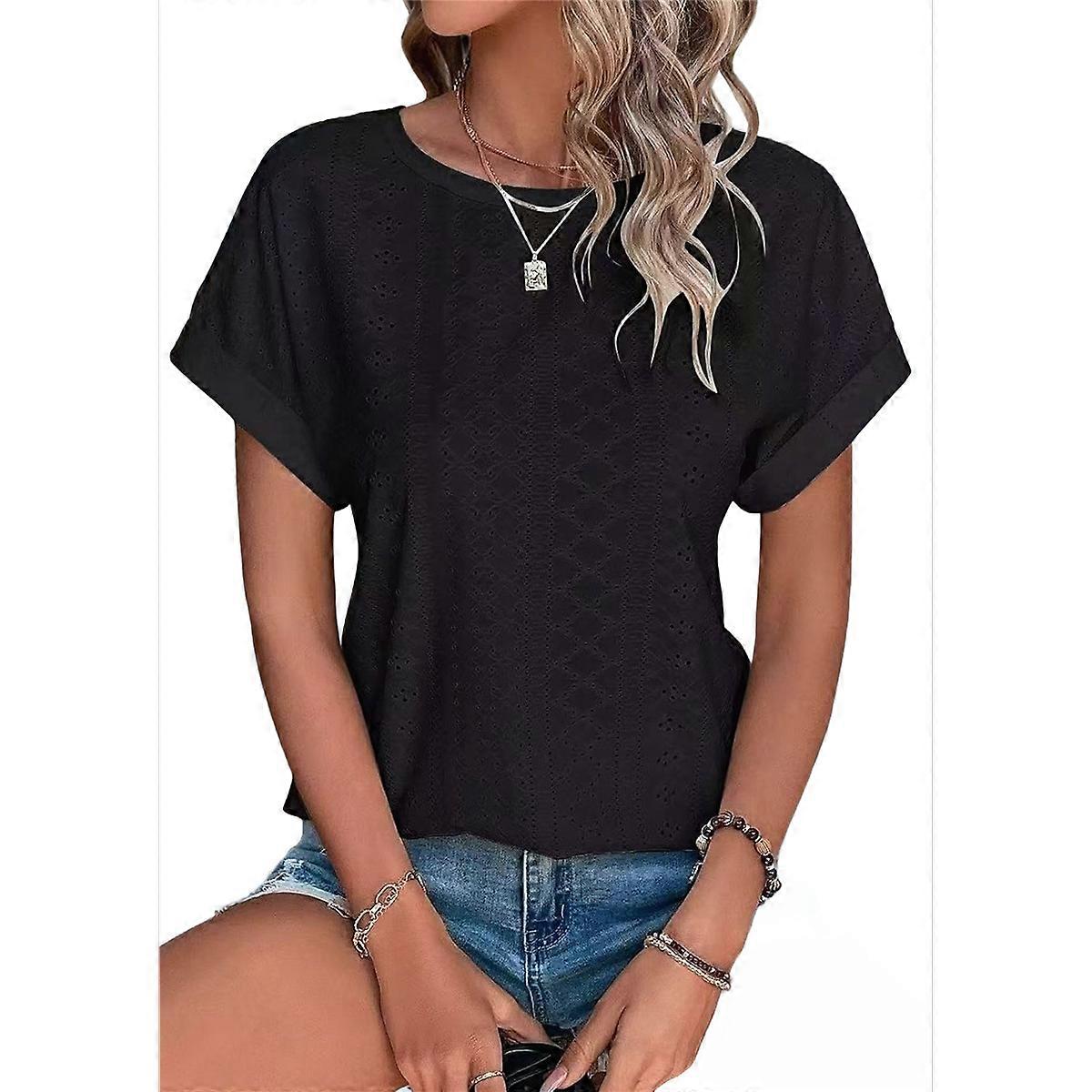 Womens Short Sleeve Tops Black L