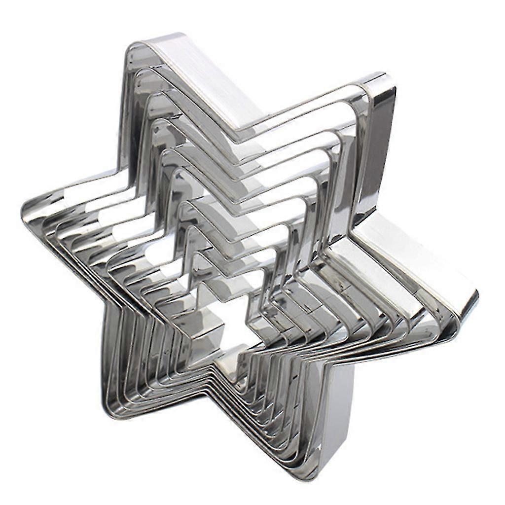 10 पीसीएस सिक्स-पॉइंटेड स्टार बिस्किट कुकी कटर स्टेनलेस स्टील बेकिंग बर्तन