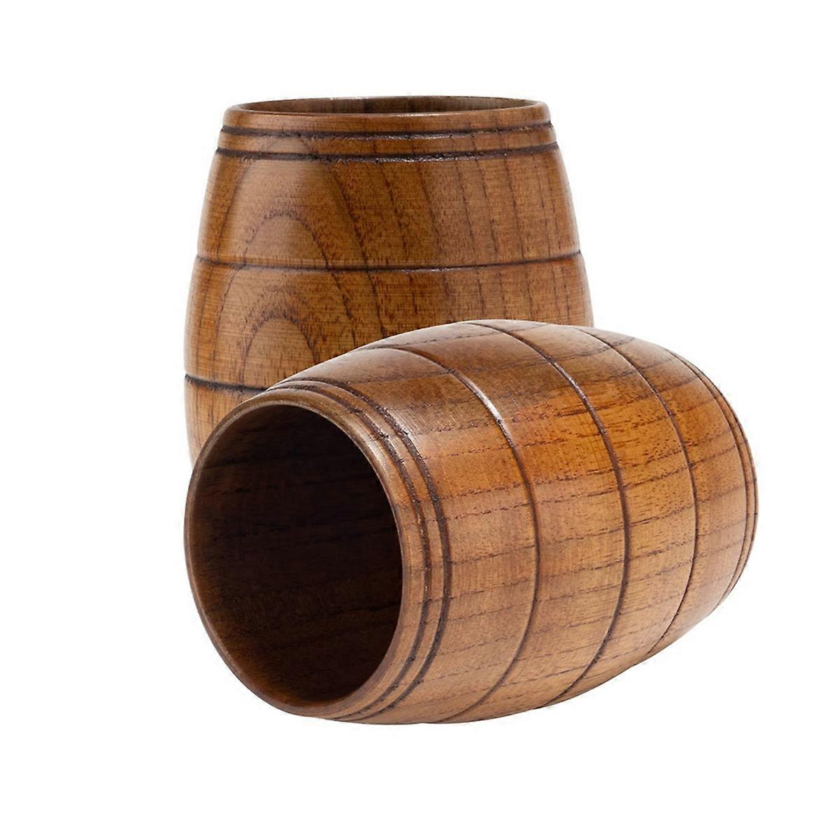 2 Stück klassischer Bierkrug in Holzfassform