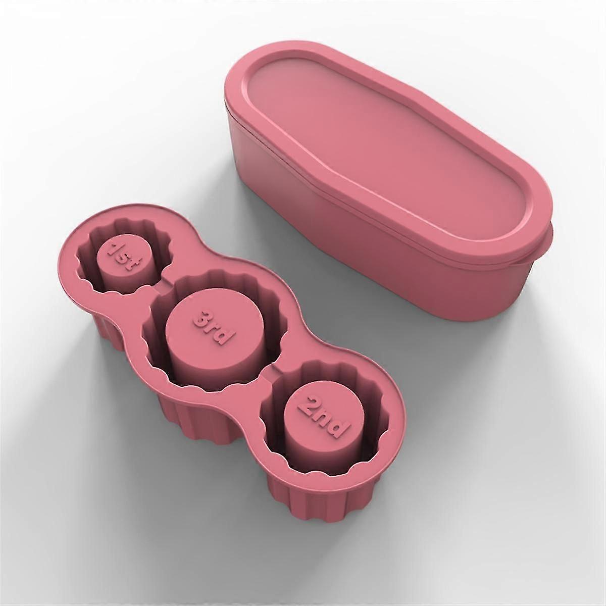 Ice Mold for Cups, Silicone Ice Maker with Lid for Making 3 Hollow Cylinder Ice Molds,Reusable Pink & Blue