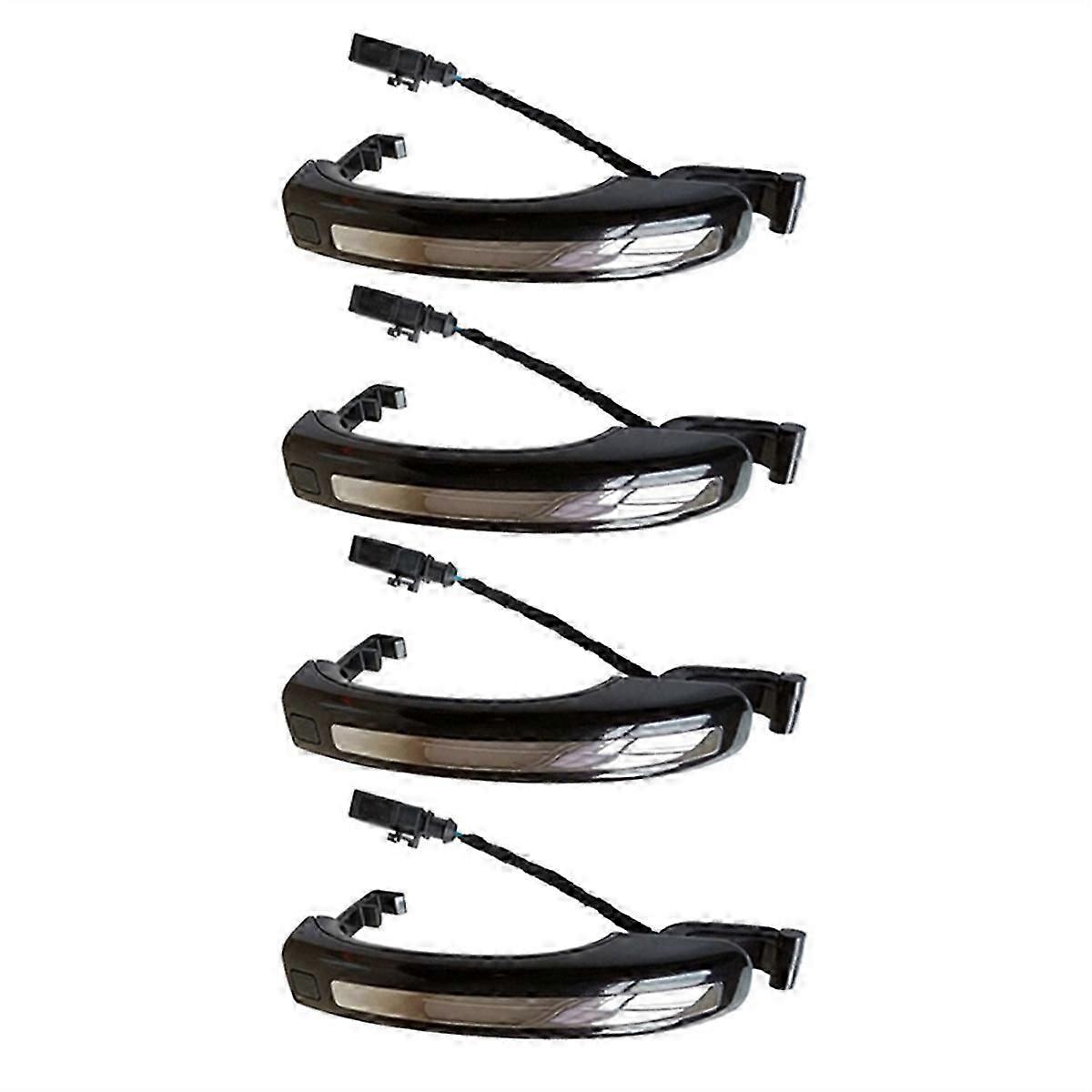 4pcs Maçaneta Inteligente para Carro Preta + Cromada para 2007-2015 (4L0837205A 4L0837207A) com Botão de Chave