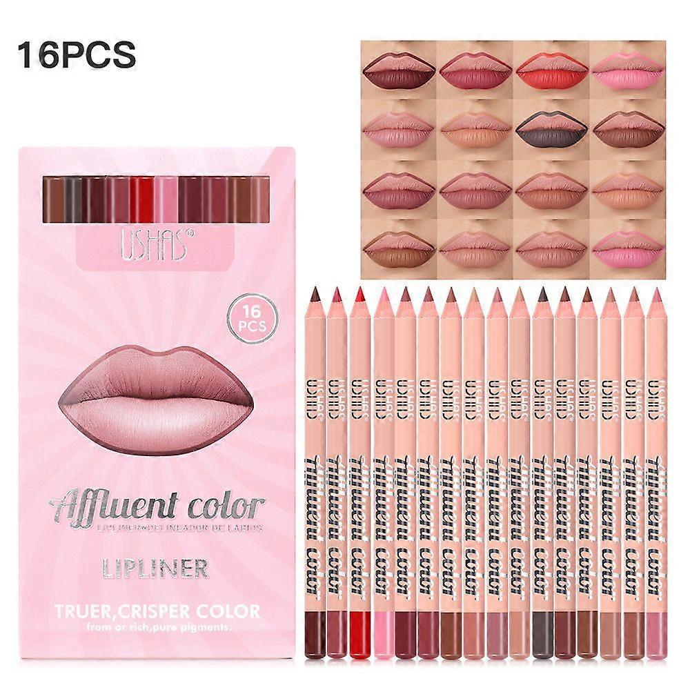 SEuropean and American lip liner set of 16 pcs easy to color long-term waterproof non-stick cup matte P1028C