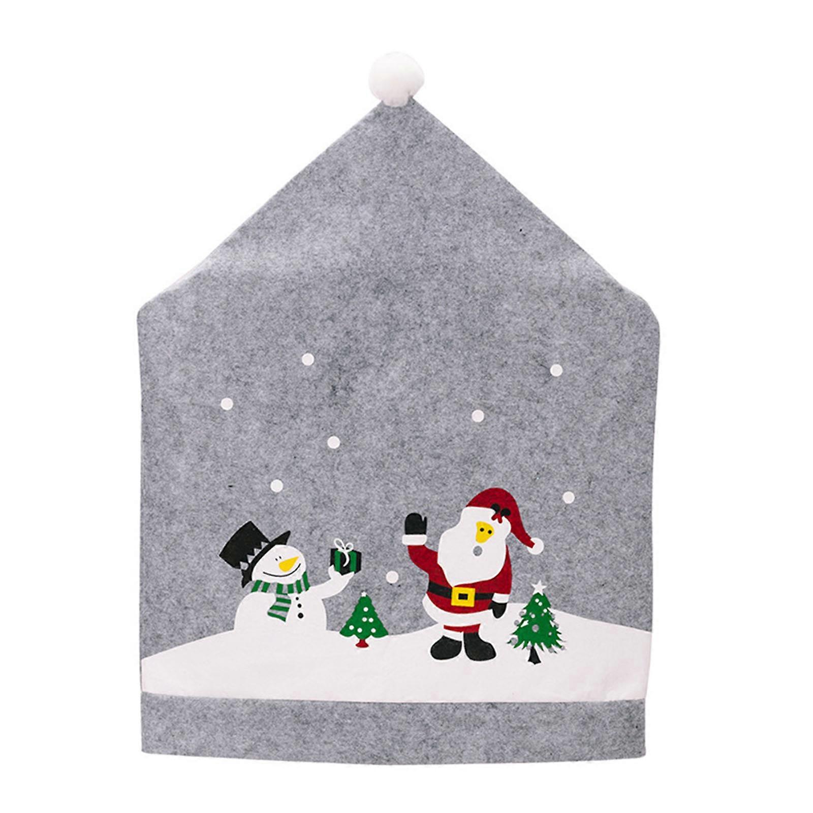 Housses de chaise gris Père Noël chapeau forme pour salle à manger chaise couverture arrière housse pour Noël fête fête décoration gris clair