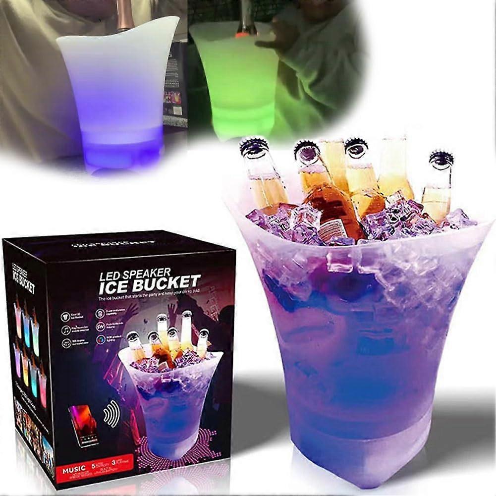 LED Ice Bucket with Bluetooth Speaker Lighted for Large Parties Home Bar Set 5L