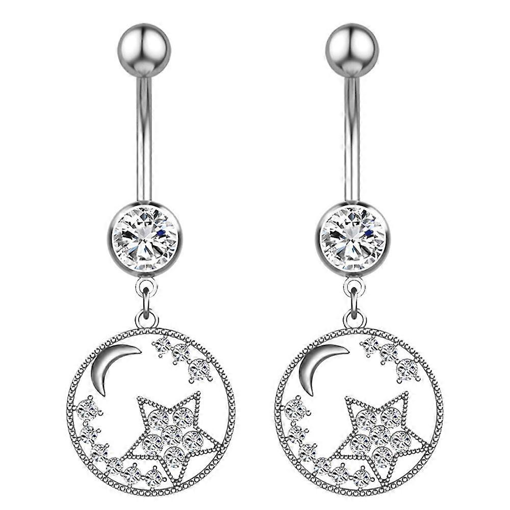 Circle five pointed star navel nail