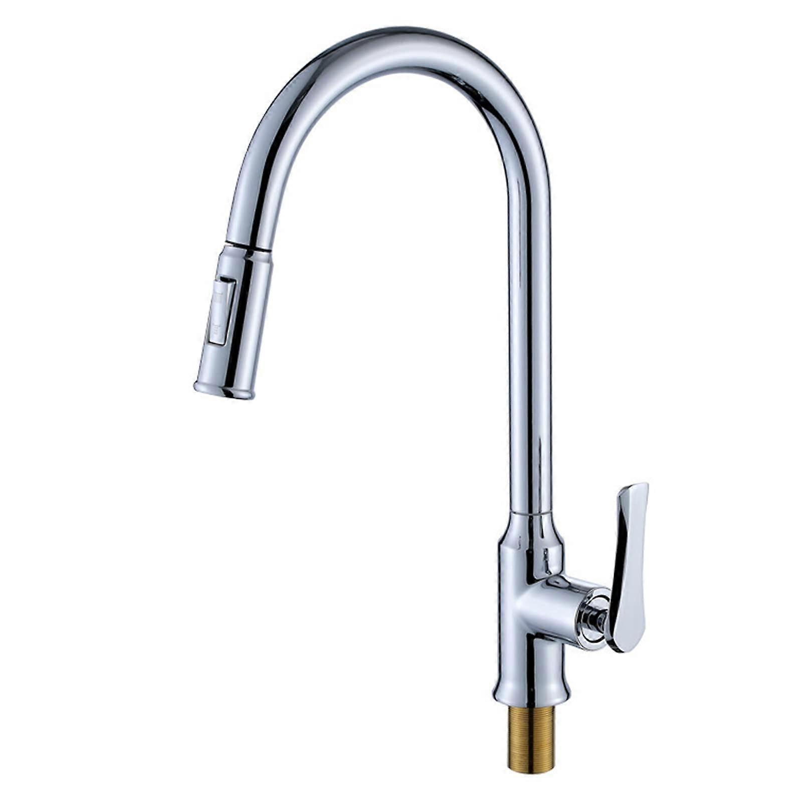 Pull Out Kitchen Faucet, Kitchen Sink Faucet with Pull Down Sprayer, Brass Single Handle Hot and Cold Water Mixer Tap