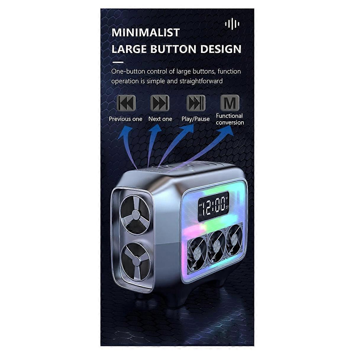 Bluetooth Speaker Stereo Loudspeaker Wireless Charger Pad Led Light Alarm Clock Fast Charging Stati