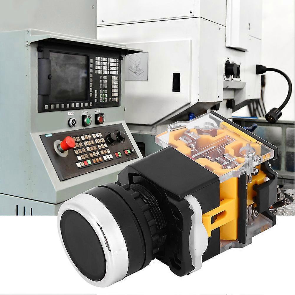 5pcs 22mm 37V-440V Push Button Switch Self Resetting Button Switch without Light(Black )