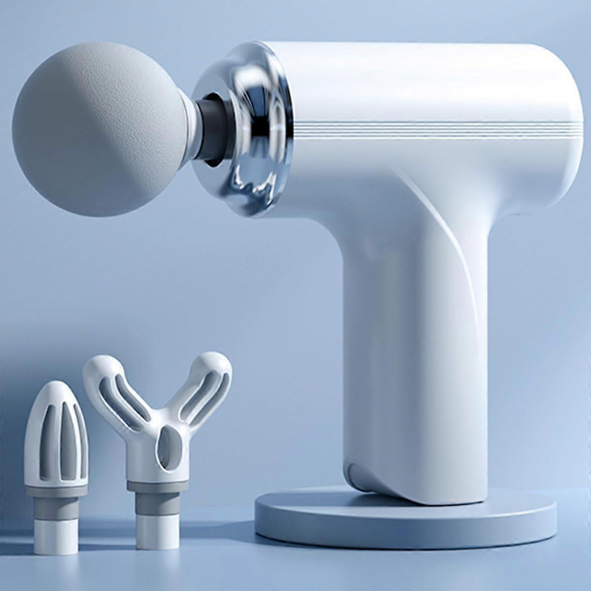 Massage Gun Deep Tissue Percussion Massager, 6-Speed Adjustable, Type-C & Mini, White