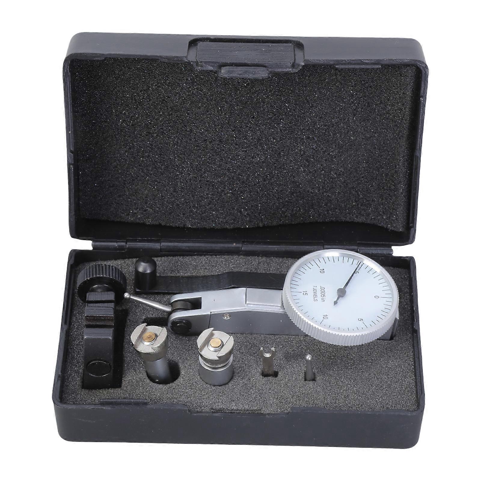 1-1/4in White Face Lever Gauge Universal Bracket Test Indicator with Accessories and Case 0-15-0 Gauge